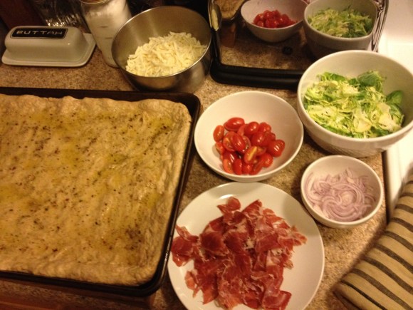 Homestyle pizza with shaved brussels sprouts and capicola | Brooklyn Homemaker