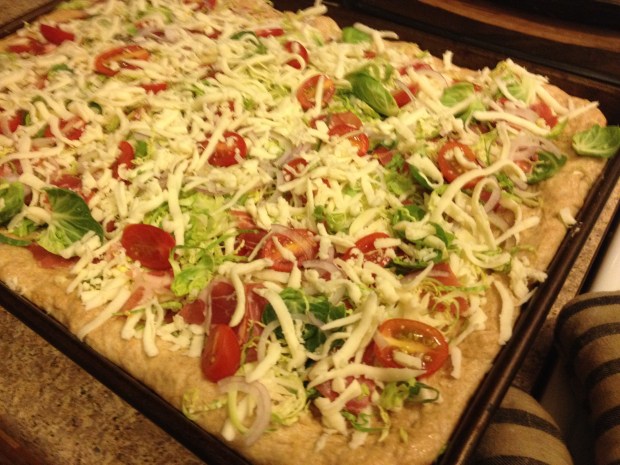 Homestyle pizza with shaved brussels sprouts and capicola | Brooklyn Homemaker