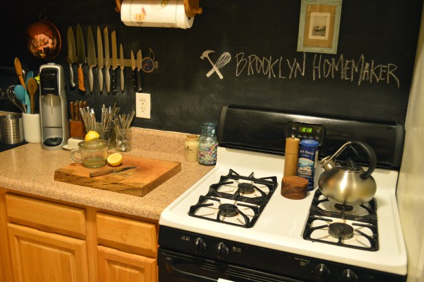 chalkboard backsplash in kitchen | Brooklyn Homemaker
