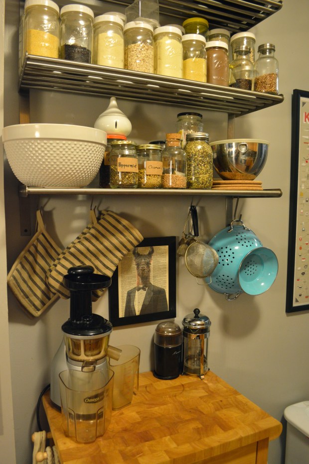 shelving and storage cart in the kitchen | Brooklyn Homemaker
