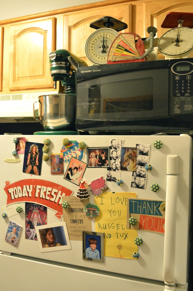 vintage spring scales on fridge | Brooklyn Homemaker