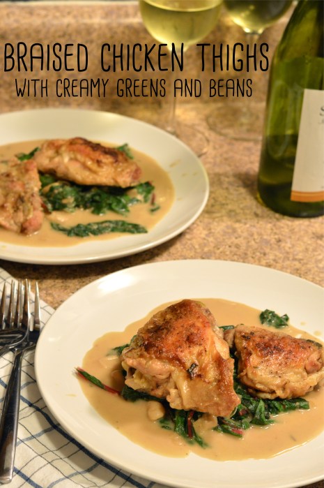 braised chicken thighs with creamy greens and beans | Brooklyn Homemaker
