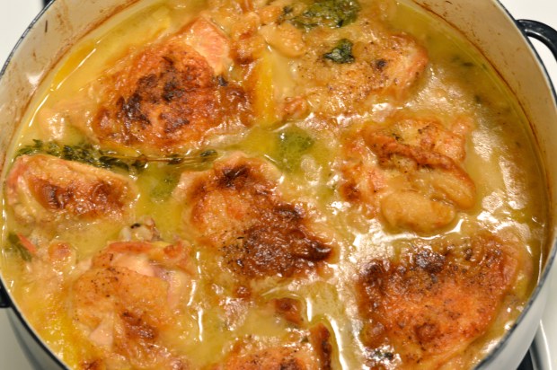 braised chicken thighs with creamy greens and beans | Brooklyn Homemaker
