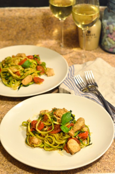 zucchini "pasta" with chicken, white wine, & tomatoes | Brooklyn Homemaker