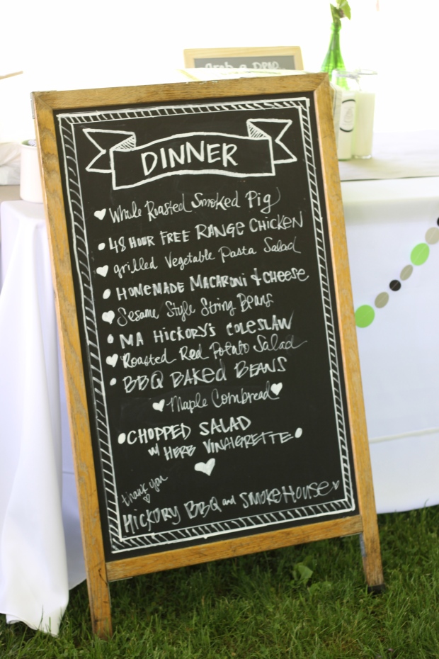 pig roast chalkboard wedding menu | Tuxedo & Russell's Hudson Valley June Wedding | Brooklyn Homemaker