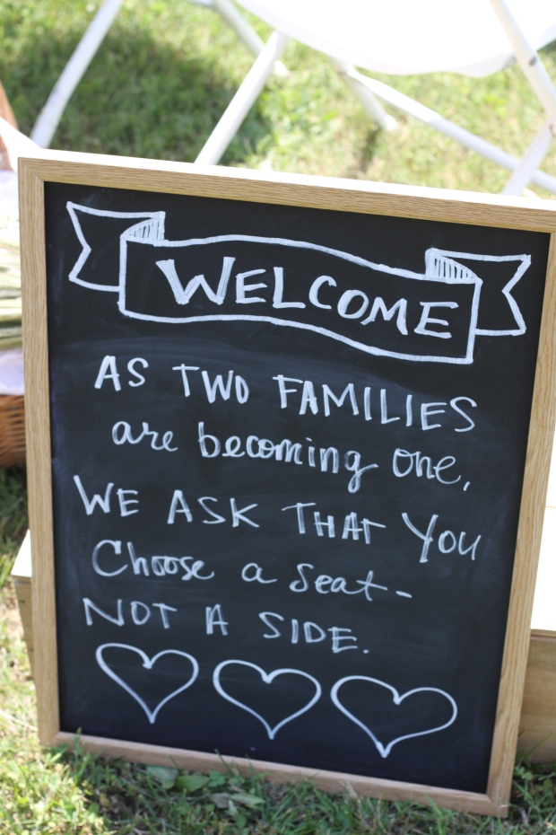 chalkboard welcome message | Tuxedo & Russell's Hudson Valley June Wedding | Brooklyn Homemaker