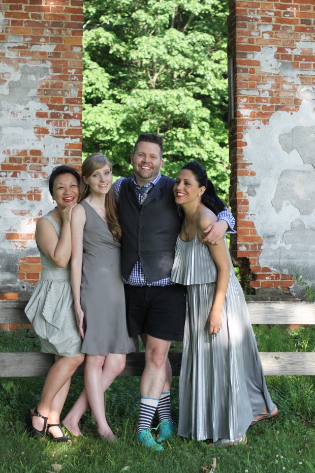 mismatched grey bridesmaids dresses | Tuxedo & Russell's Hudson Valley June Wedding | Brooklyn Homemaker