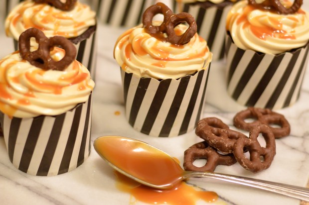 devil's food cupcakes with salted caramel cream cheese icing | Brooklyn Homemaker