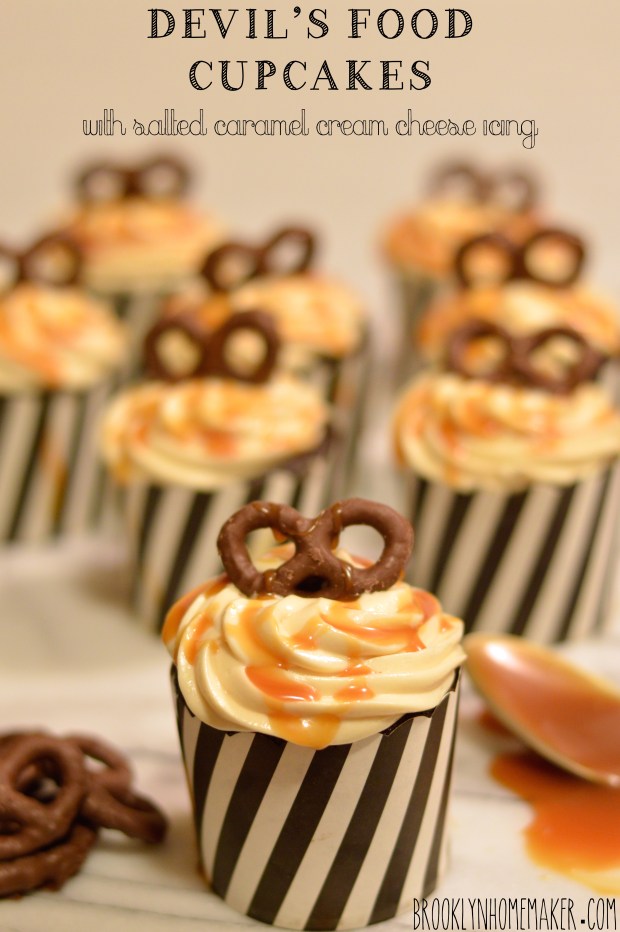 devil's food cupcakes with salted caramel cream cheese icing | Brooklyn Homemaker