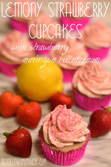 lemony strawberry cupcakes with strawberry meringue buttercream | Brooklyn Homemaker