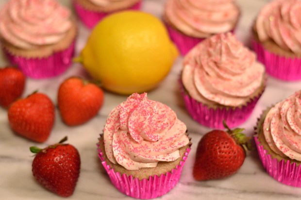 lemony strawberry cupcakes with strawberry meringue buttercream | Brooklyn Homemaker