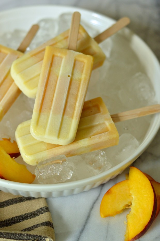 roasted peach and creamy vanilla pudding ice pops | Brooklyn Homemaker
