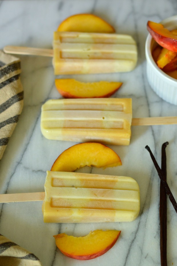 roasted peach and creamy vanilla pudding ice pops | Brooklyn Homemaker