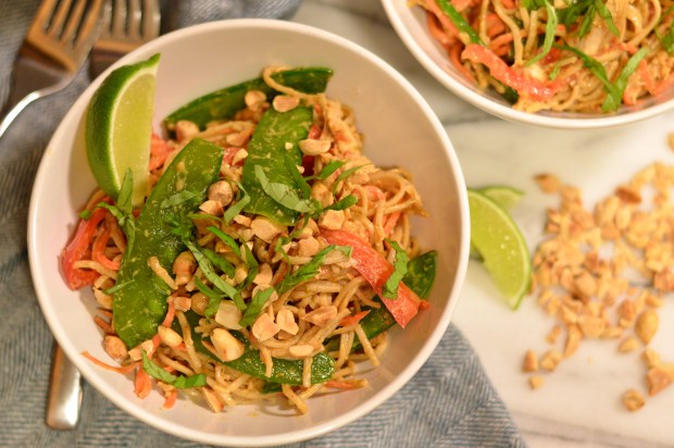 soba noodle and chicken salad with spicy peanut dressing | Brooklyn Homemaker