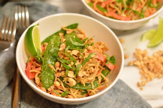soba noodle and chicken salad with spicy peanut dressing | Brooklyn Homemaker