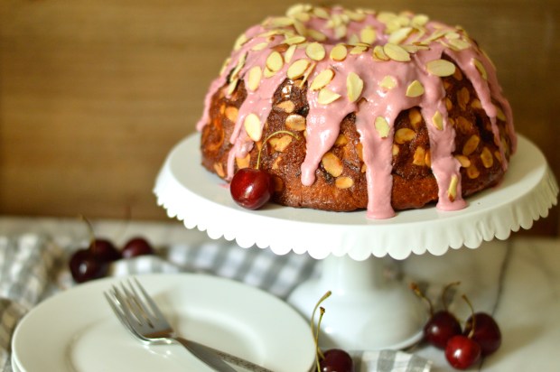 roasted cherry kugelhopf with cherry bourbon glaze | Brooklyn Homemaker