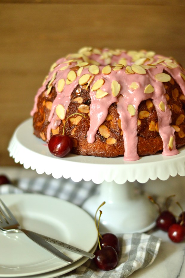 roasted cherry kugelhopf with cherry bourbon glaze | Brooklyn Homemaker