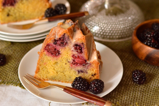 honey glazed blackberry cornmeal bundt cake | Brooklyn Homemaker