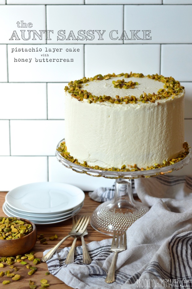 aunt sassy cake | pistachio layer cake with honey buttercream | Brooklyn Homemaker