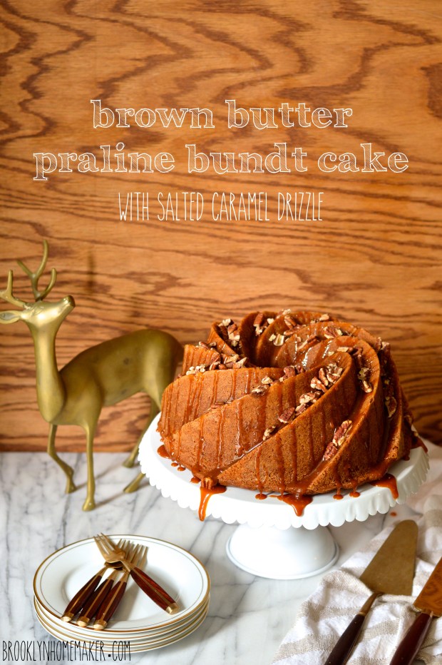 brown butter praline bundt cake with salted caramel drizzle | Brooklyn Homemaker