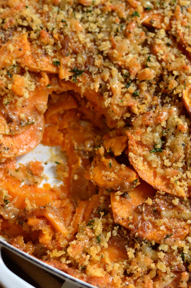 sweet potato gratin with caramelized onions & Jarlsberg | Brooklyn Homemaker
