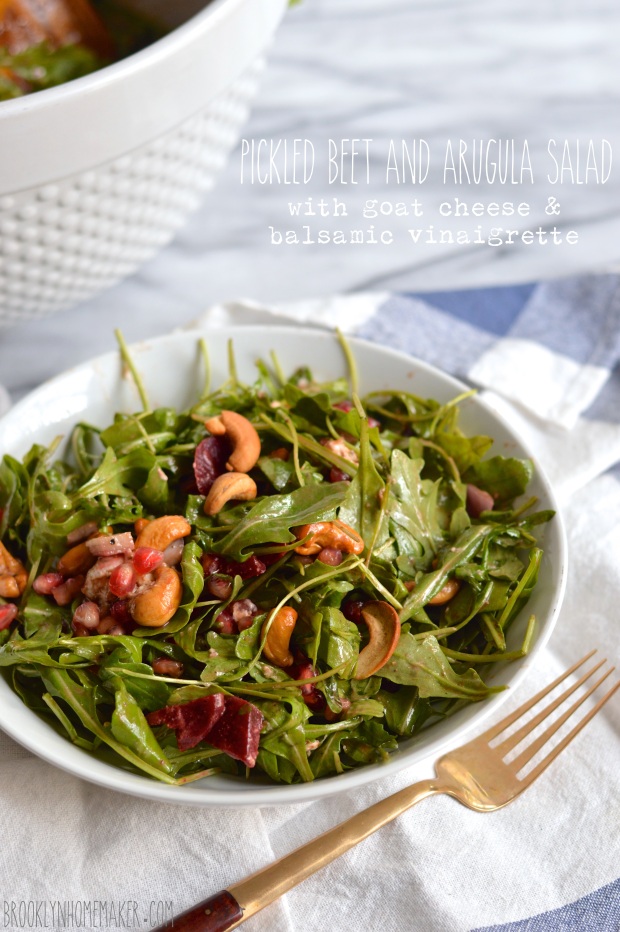 pickled beet and arugula salad with goat cheese and balsamic vinaigrette | Brooklyn Homemaker