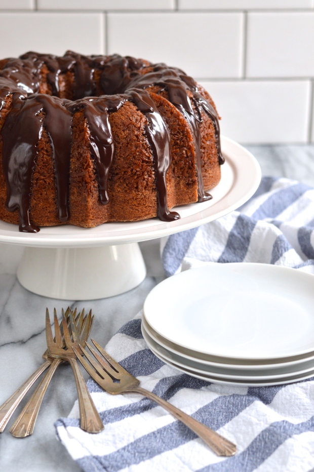 brown sugar coconut bundt cake with dark chocolate ganache | Brooklyn Homemaker 