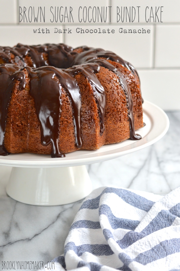 brown sugar coconut bundt cake with dark chocolate ganache | Brooklyn Homemaker 