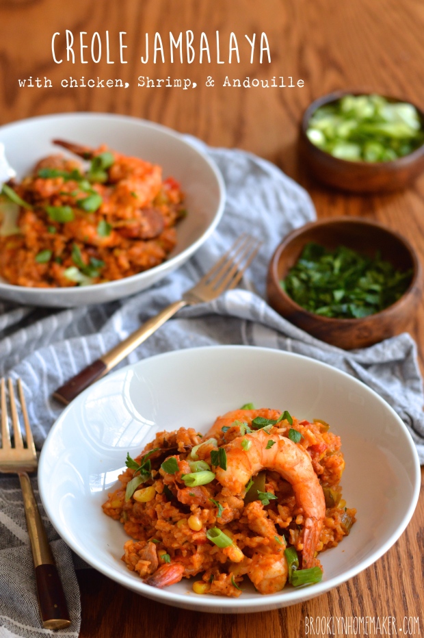 creole red jambalaya with chicken, shrimp, & andouille | Brooklyn Homemaker