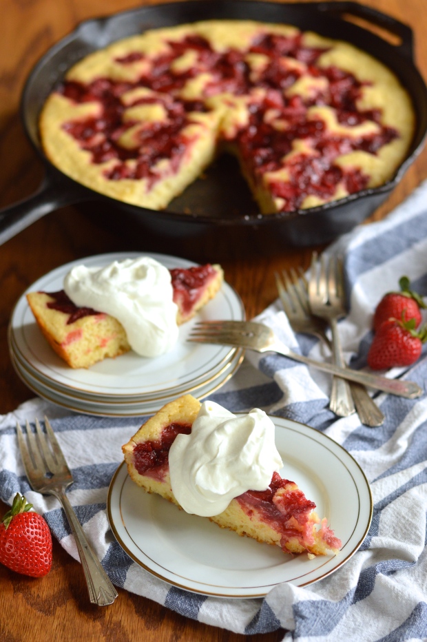strawberry rhubarb skillet cake | Brooklyn Homemaker