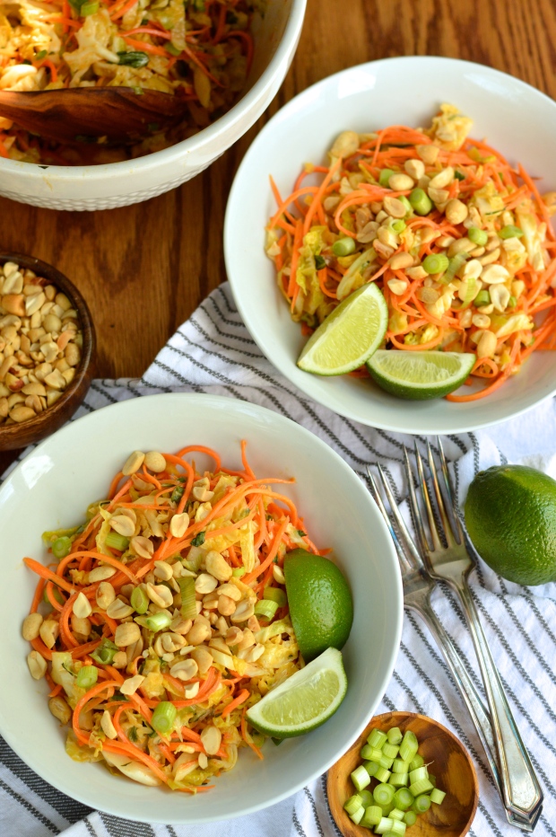 carrot and cabbage salad with spicy peanut dressing | Brooklyn Homemaker