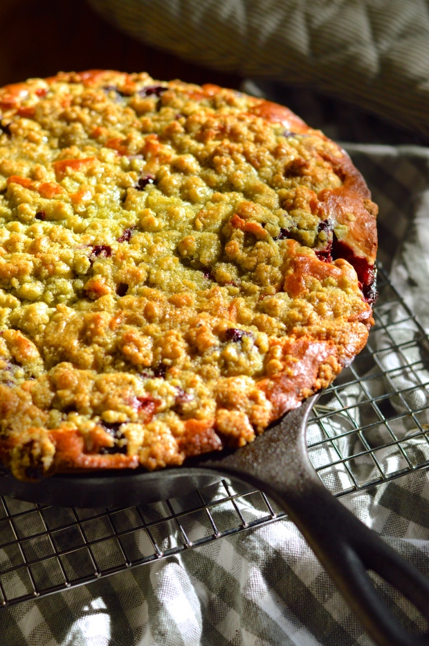 mixed berry skillet cake with basil sugar streusel  | Brooklyn Homemaker