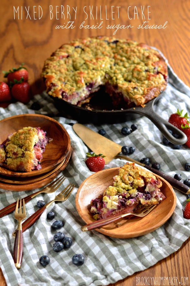 mixed berry skillet cake with basil sugar streusel | Brooklyn Homemaker