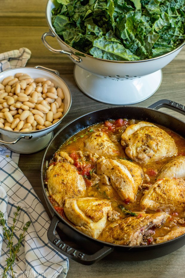 braised chicken with kale and white beans | Brooklyn Homemaker
