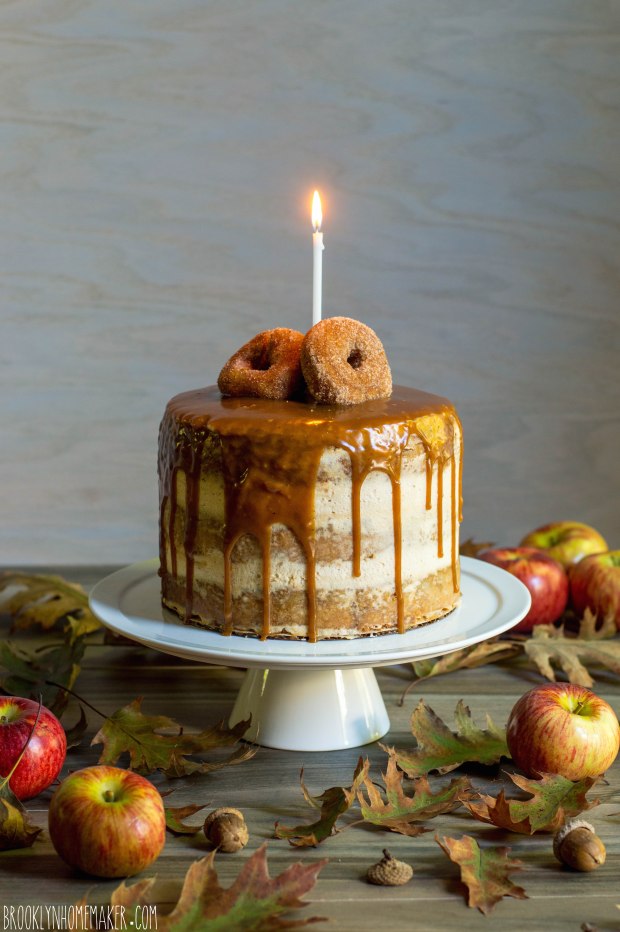 apple cider doughnut cake with mascarpone icing & cider caramel sauce | Brooklyn Homemaker