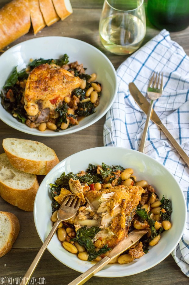 braised chicken with kale and white beans | Brooklyn Homemaker