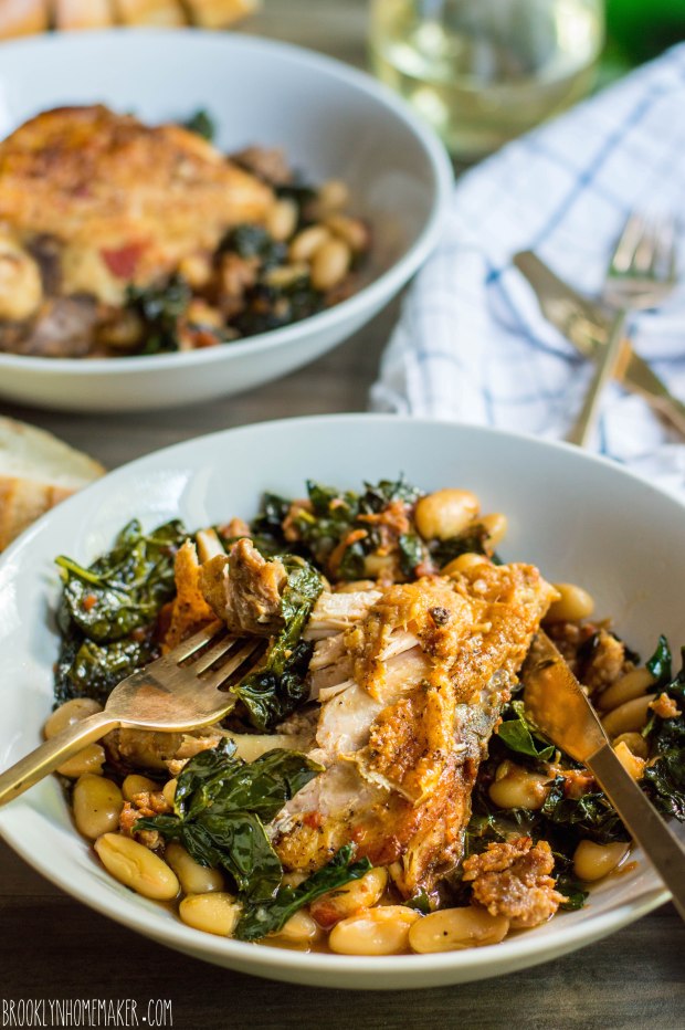 braised chicken with kale and white beans | Brooklyn Homemaker