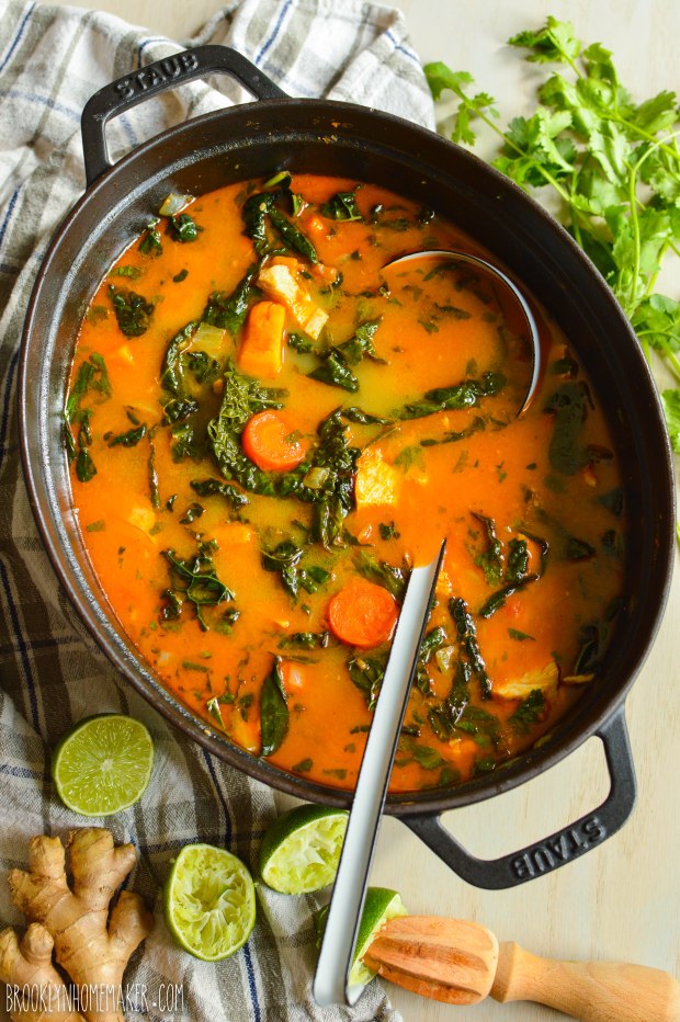 thai coconut curry soup with chicken and kale | Brooklyn Homemaker